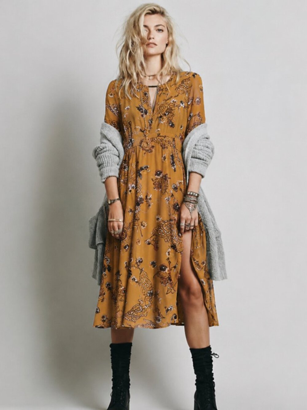 Free People Bonnie Butterly Bohemian Midi  Dress